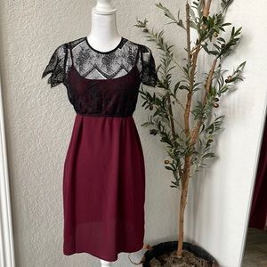 Vintage Charlotte Russe 2000s Y2K Shift Dress Lace Coverup Size Small